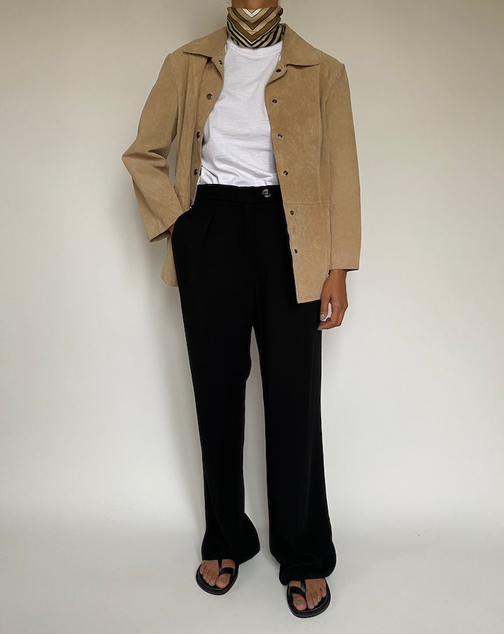 VINTAGE BEIGE SUEDE LEATHER JACKET 2153