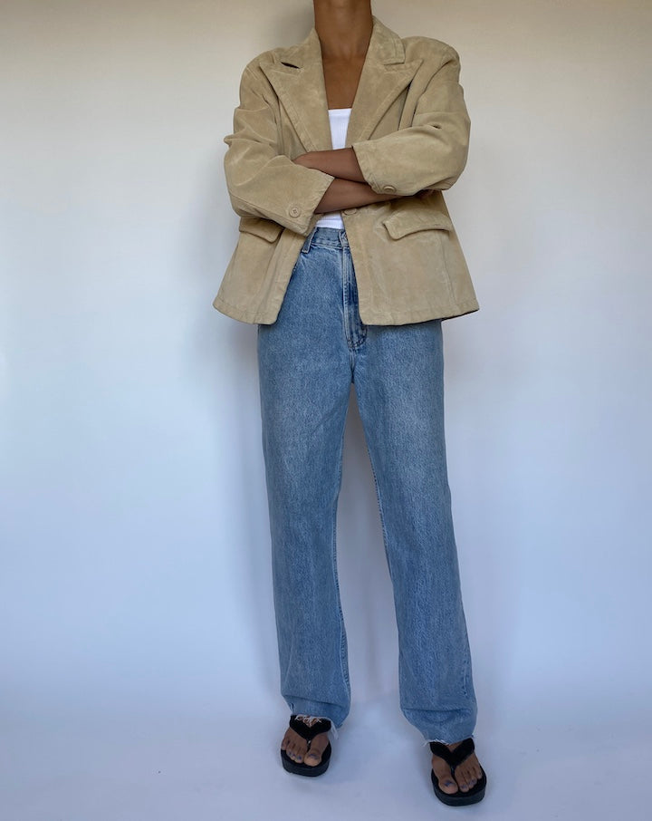 VINTAGE BEIGE SUEDE LEATHER JACKET 2187