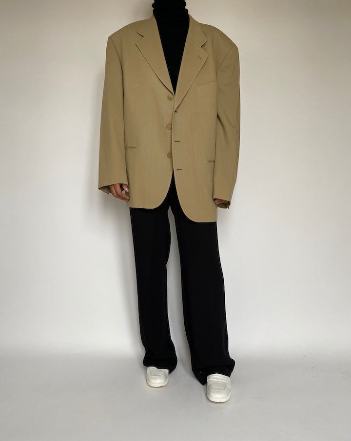 VINTAGE OVERSIZED BEIGE WOOL BLAZER 2194