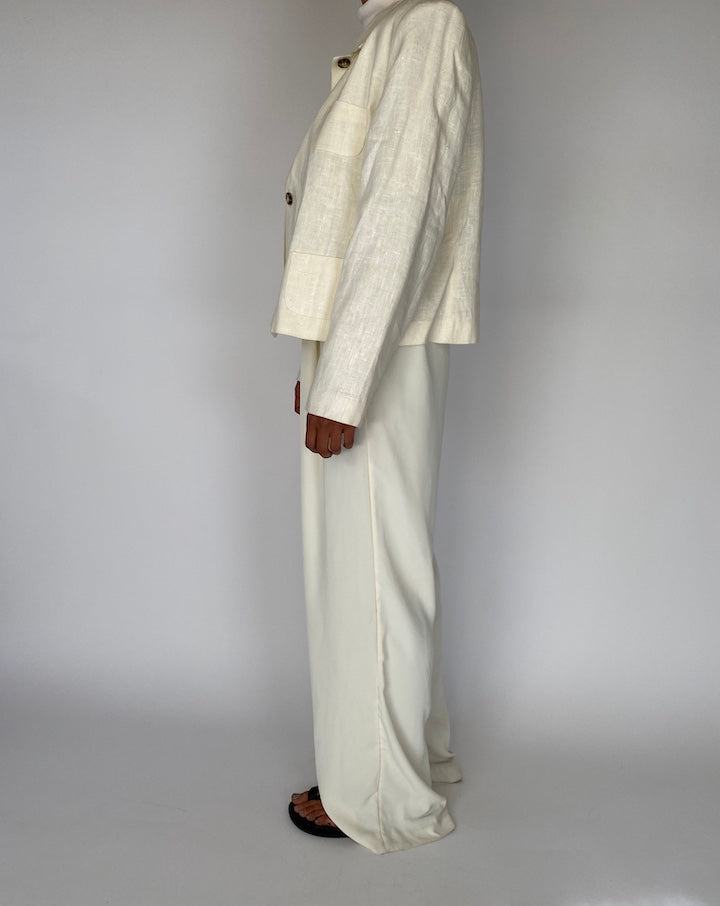VINTAGE CREAM LINEN BLAZER 2238