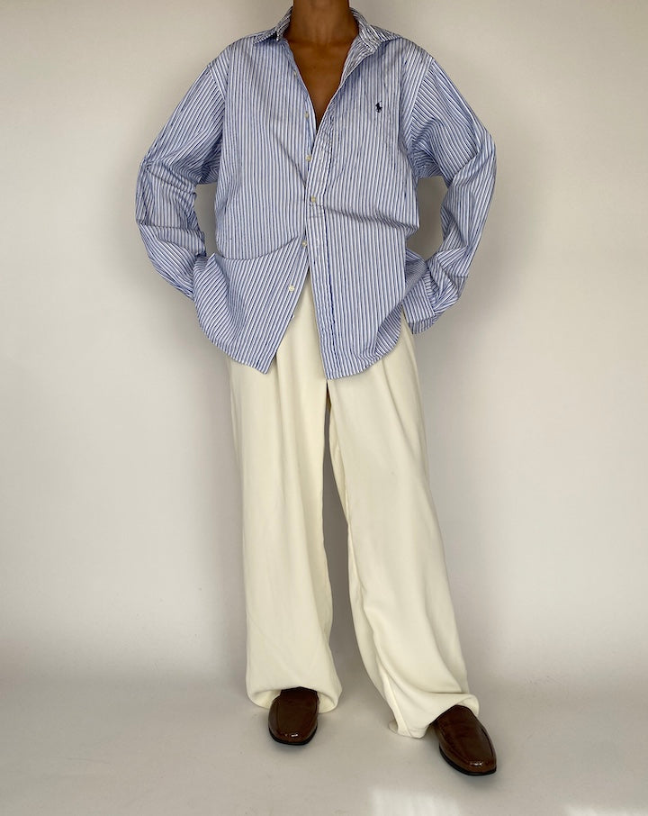 VINTAGE RALPH LAUREN BLUE AND WHITE STRIPED SHIRT 2259