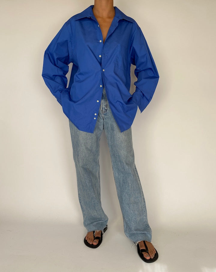 VINTAGE BLUE OVERSIZED BUTTON DOWN SHIRT 2269