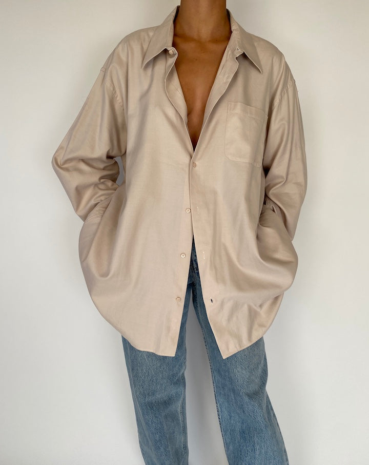 VINTAGE BEIGE OVERSIZED BUTTON DOWN SHIRT 2272