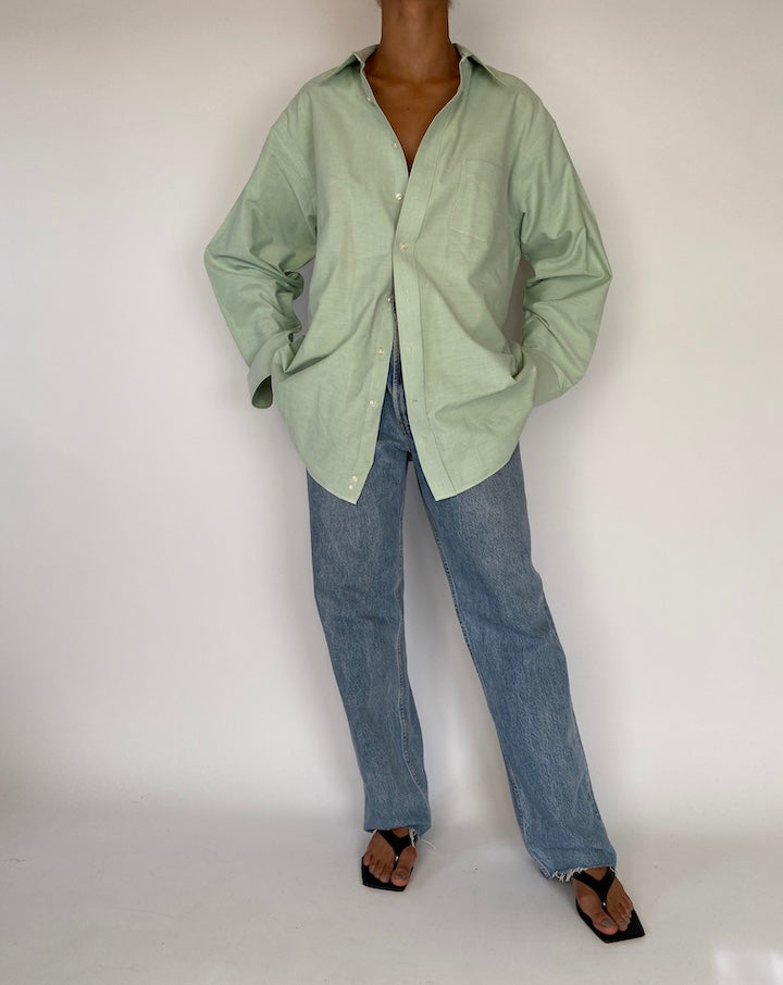 VINTAGE OVERSIZED LIGHT GREEN SHIRT 2287
