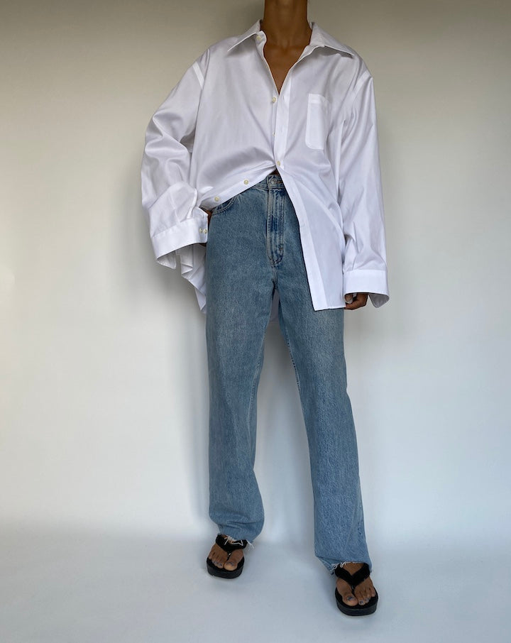 VINTAGE WHITE BUTTON DOWN LONG SLEEVE SHIRT 22899