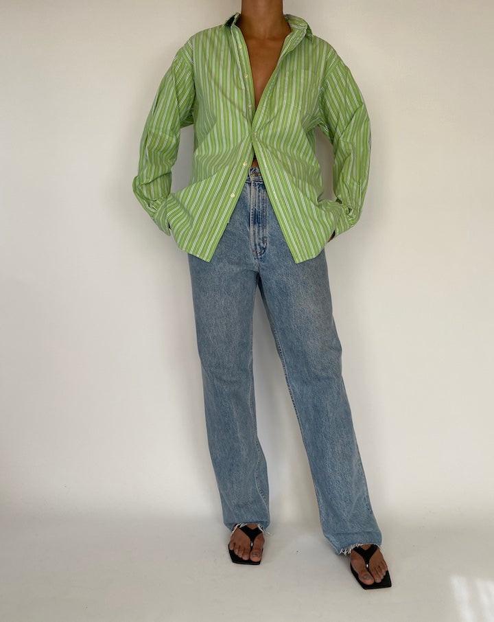 VINTAGE GREEN STRIPED RALPH LAUREN SHIRT 2291