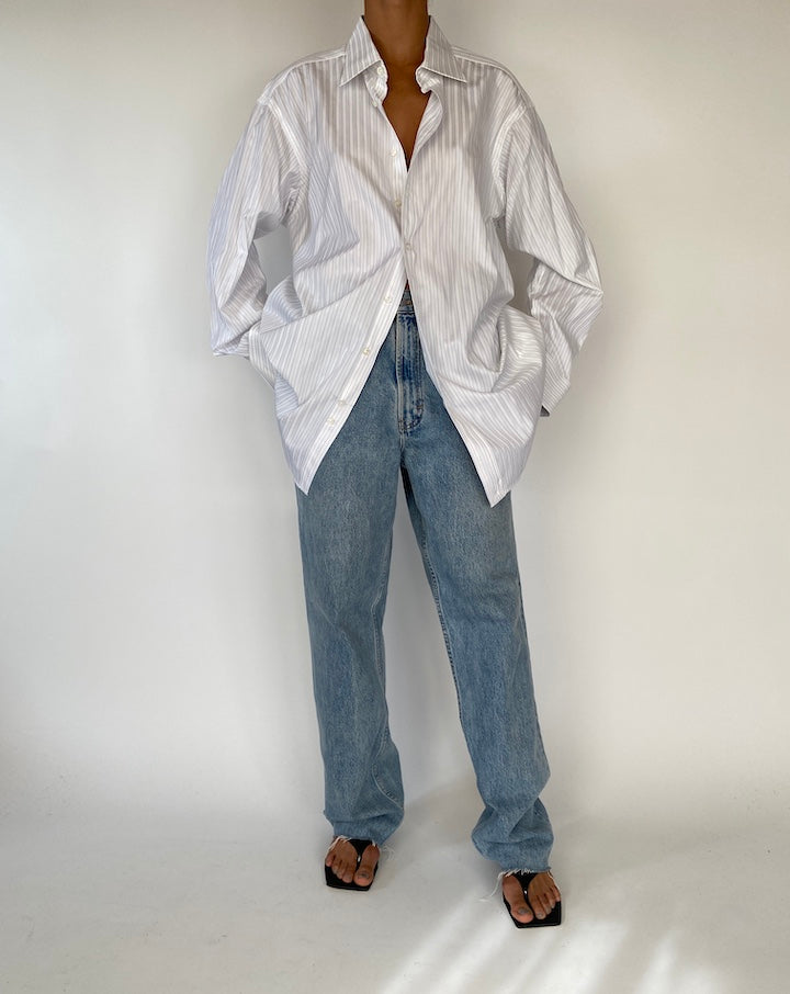 VINTAGE OVERSIZED WHITE STRIPED SHIRT 2310