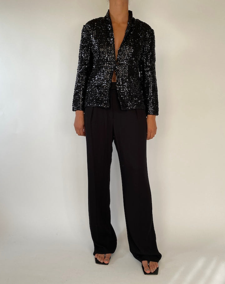 VINTAGE BLACK SEQUIN CARDIGAN 2329