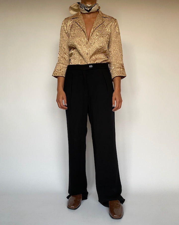 VINTAGE CHAMPAGNE COLORED CRINKLE EFFECT BLOUSE 2389