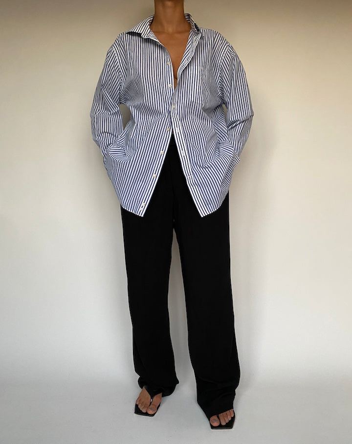 VINTAGE BLUE AND WHITE STRIPED SHIRT 2393