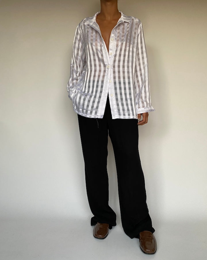 VINTAGE WHITE OVERSIZED BUTTON DOWN BLOUSE 2394