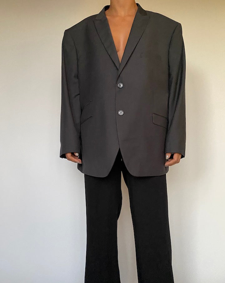 VINTAGE GREY SINGLE BREASTED BLAZER 2407