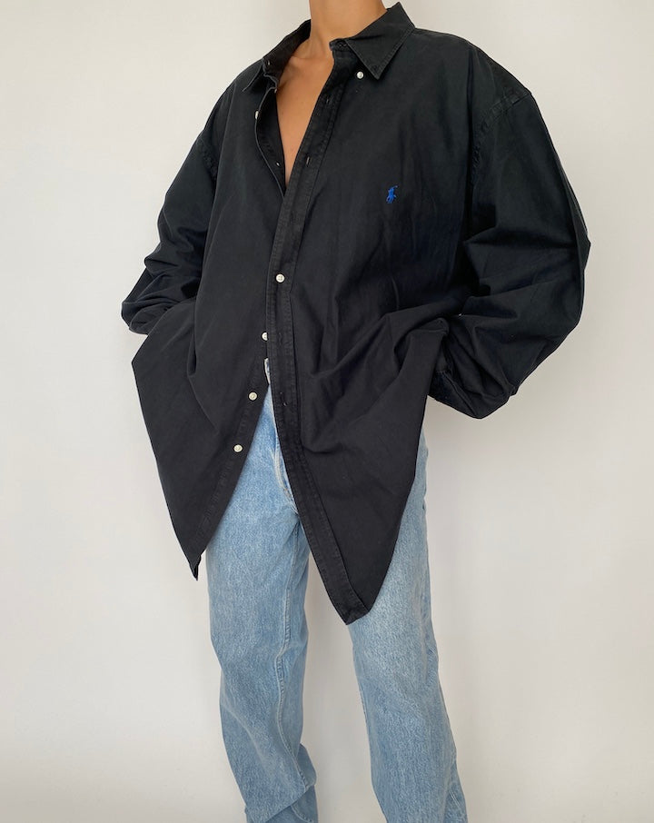 VINTAGE SUPER OVERSIZED BLACK RALPH LAUREN SHIRT 2526