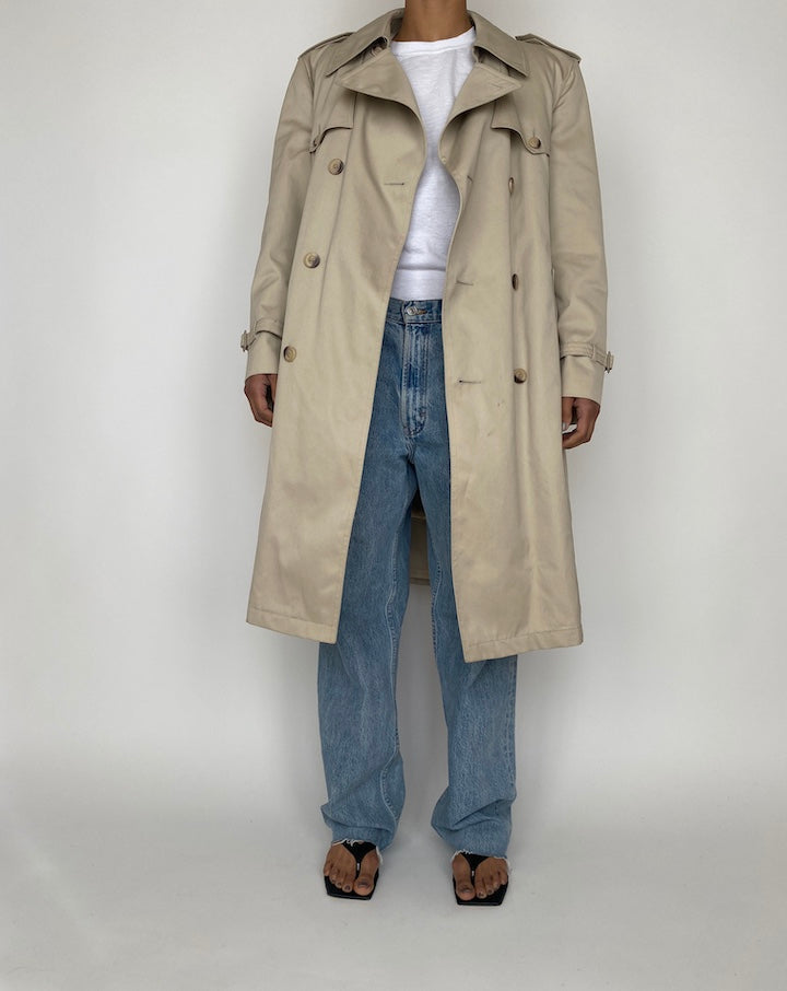 VINTAGE OVERSIZED LIGHT BEIGE TRENCH COAT 2436