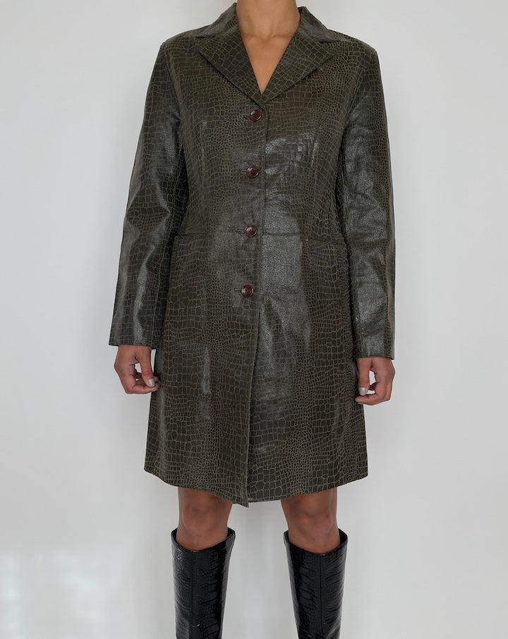 VINTAGE GREEN CROC LEATHER JACKET 2456