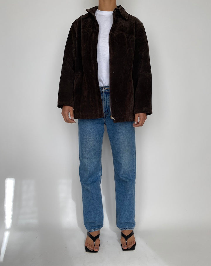 VINTAGE DARK BROWN SUEDE LEATHER JACKET 2467