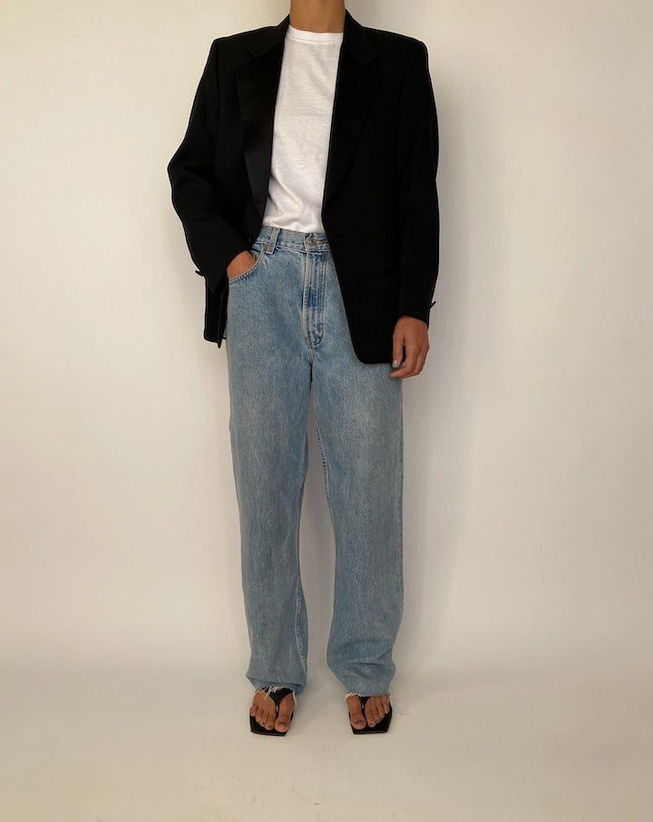 VINTAGE BLACK STRIPED BLAZER 2498