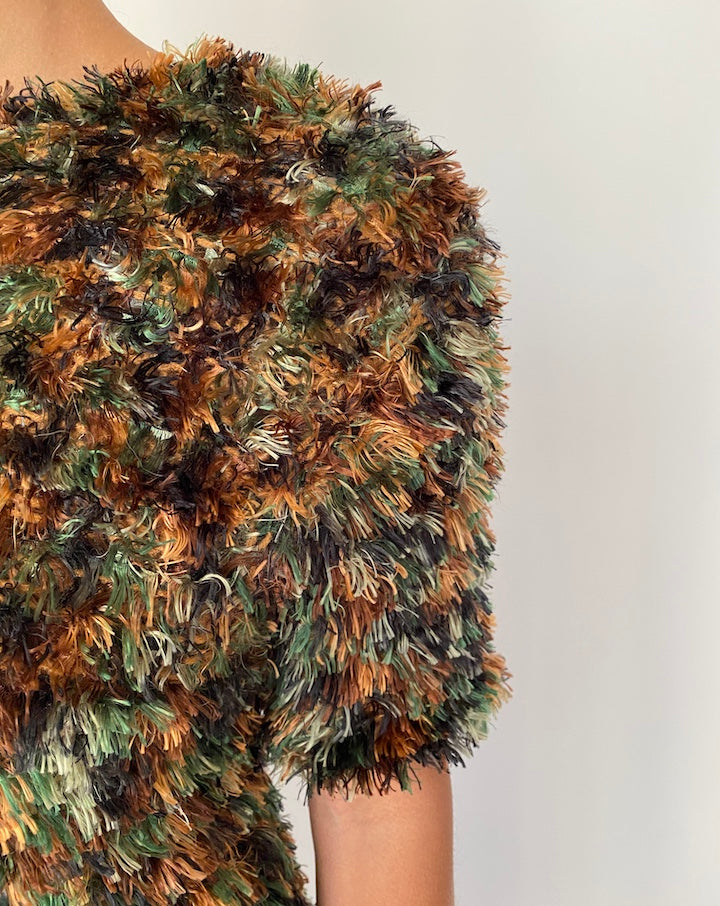 VINTAGE FUZZY SHORT SLEEVE TOP 2508