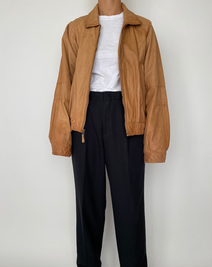 VINTAGE BOXY BROWN LEATHER JACKET 2517