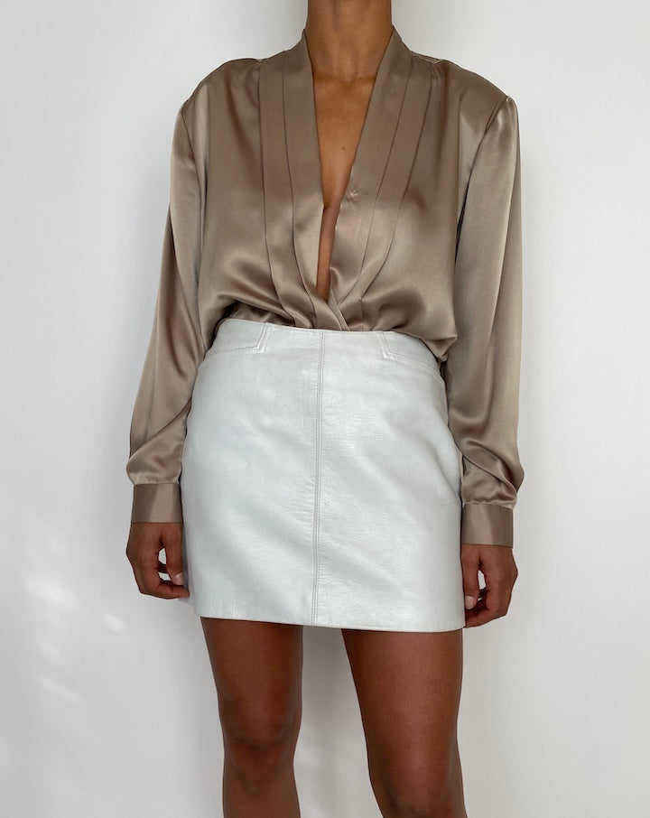 VINTAGE PLEATED CHAMPAGNE COLORED BLOUSE 2527