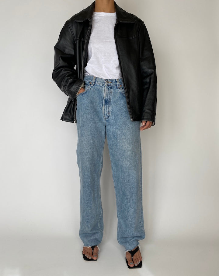 VINTAGE BLACK GUESS LEATHER JACKET 2547