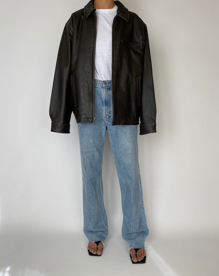 VINTAGE DARK BROWN LEATHER JACKET 2550