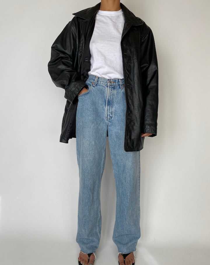 VINTAGE BLACK OVERSIZED LEATHER JACKET 2551