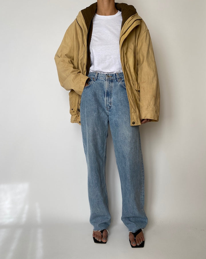 VINTAGE OVERSIZED LIGHT BEIGE LEATHER JACKET 2555