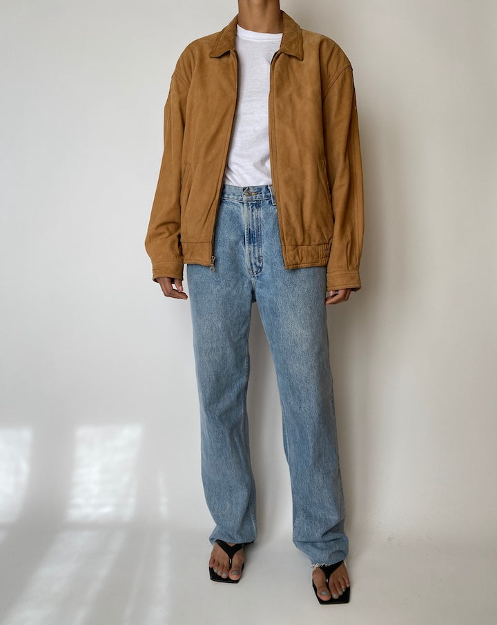 VINTAGE OVERSIZED HONEY BROWN LEATHER JACKET 2567