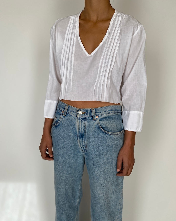 VINTAGE WHITE THIN LONG SLEEVE TOP 2588