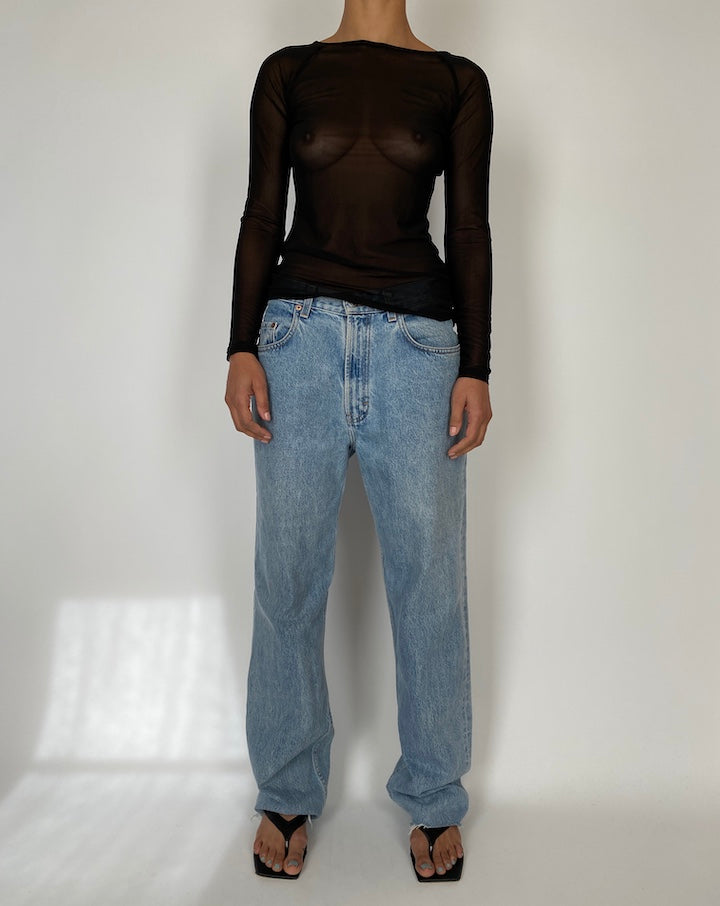 VINTAGE BLACK SHEER FISHNET TOP 2589