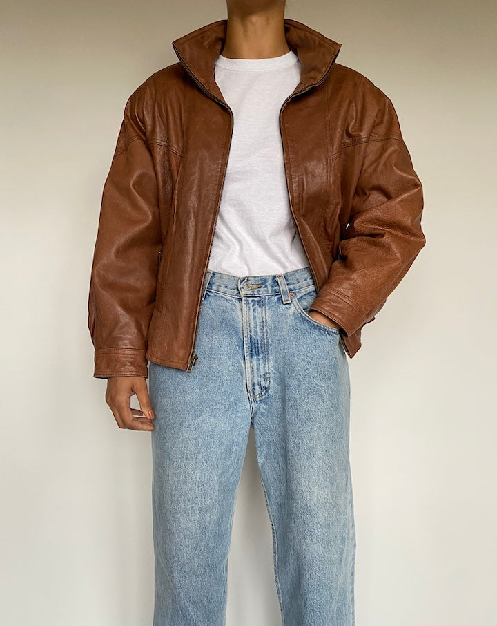 VINTAGE BROWN LEATHER JACKET 2610