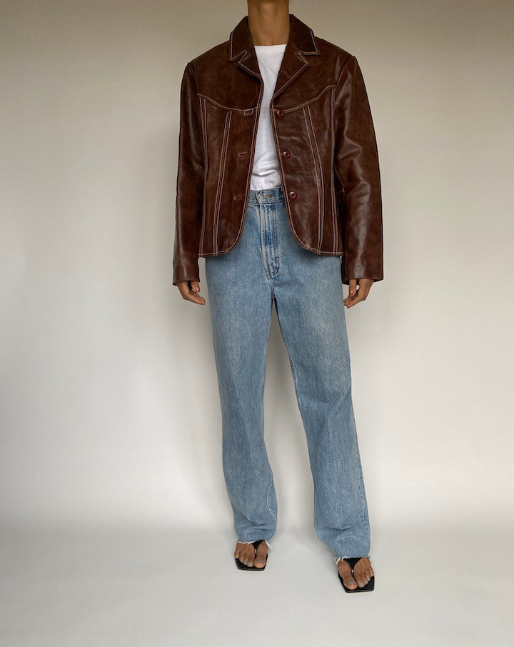 VINTAGE BROWN LEATHER JACKET 2617