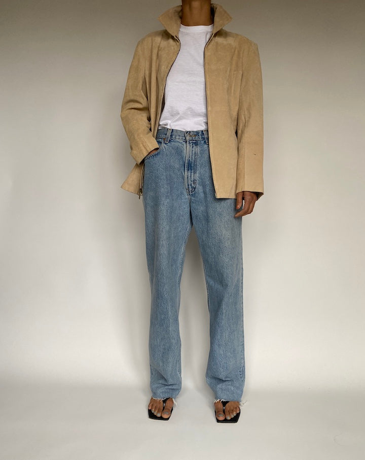 VINTAGE BEIGE SUEDE LEATHER JACKET 2620