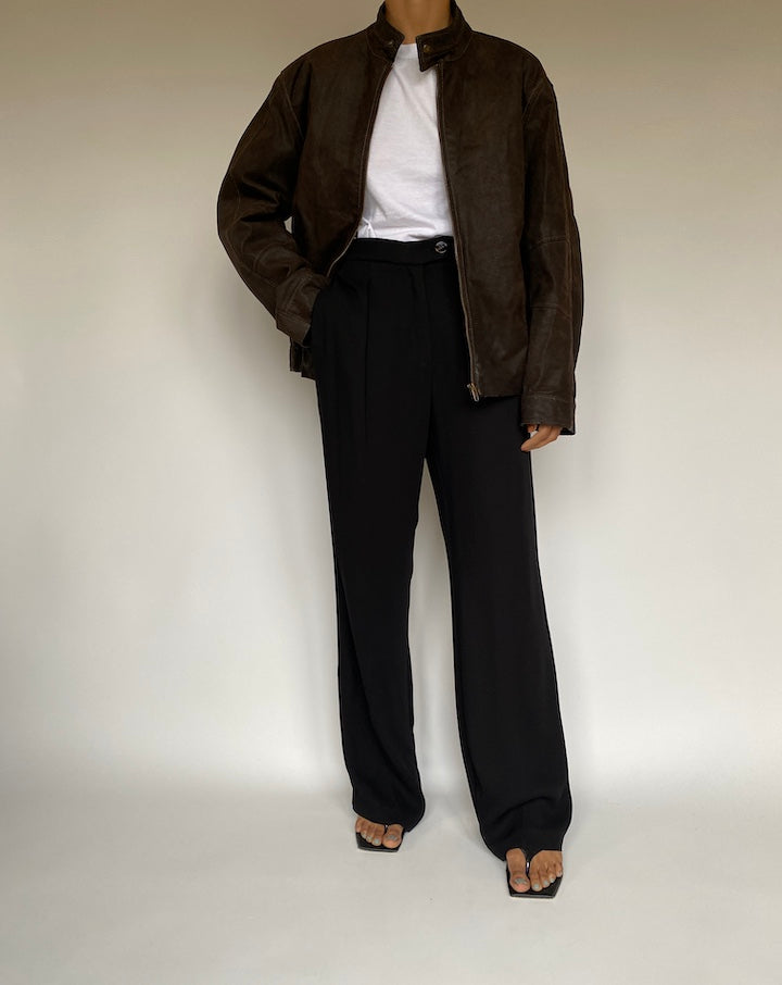 VINTAGE DARK BROWN OVERSIZED LEATHER JACKET 2624