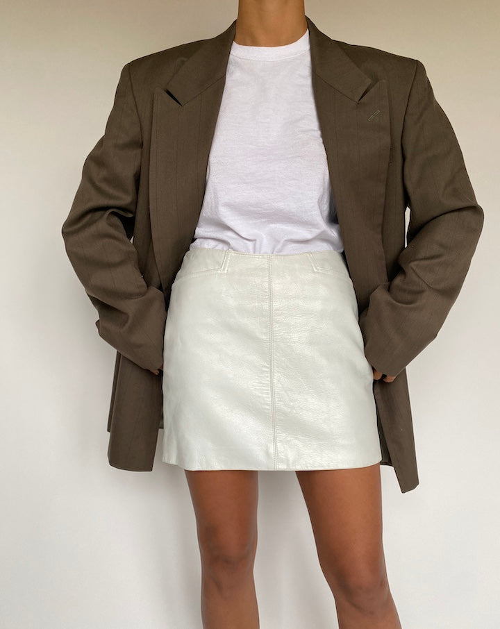 VINTAGE PINSTRIPED OLIVE BLAZER 2629