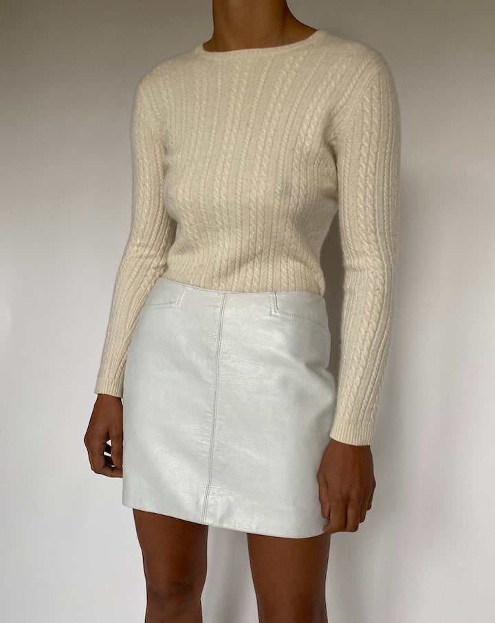 VINTAGE CREAM BRAIDED CASHMERE SWEATER 2631