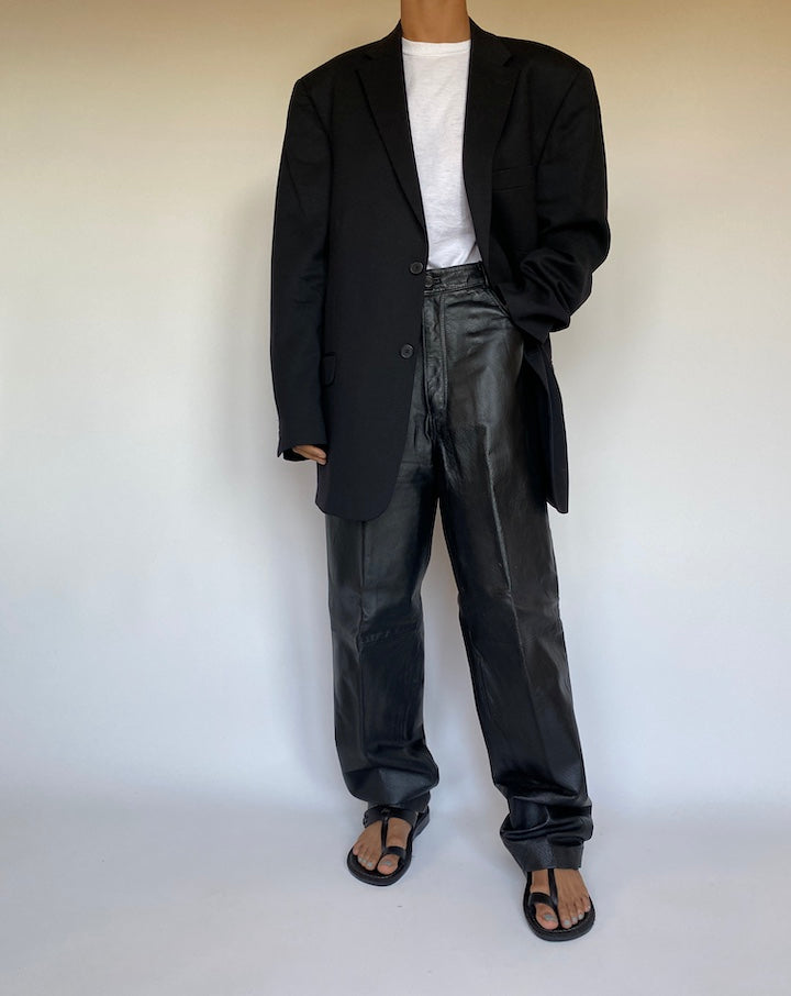 VINTAGE BLACK SINGLE BREASTED WOOL BLAZER 2655