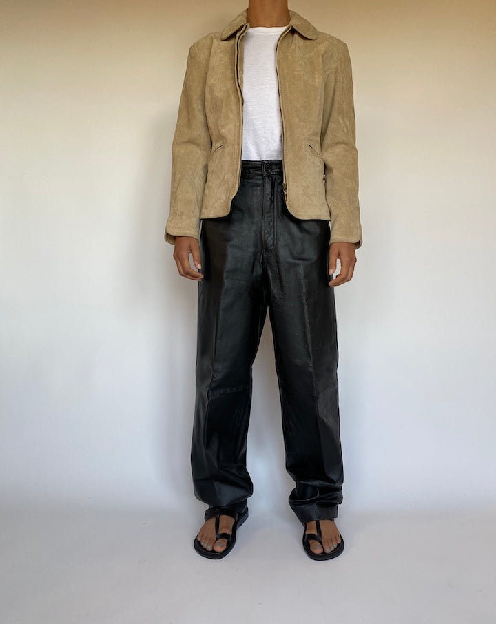 VINTAGE BEIGE SUEDE LEATHER JACKET 2657