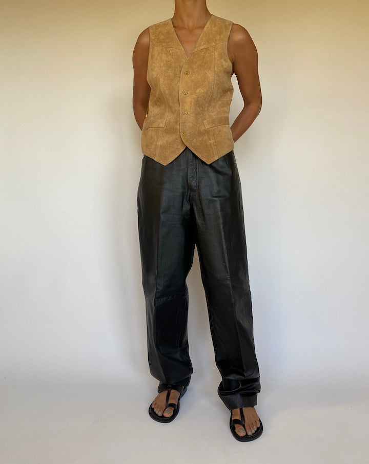 VINTAGE BROWN SUEDE LEATHER VEST 2661