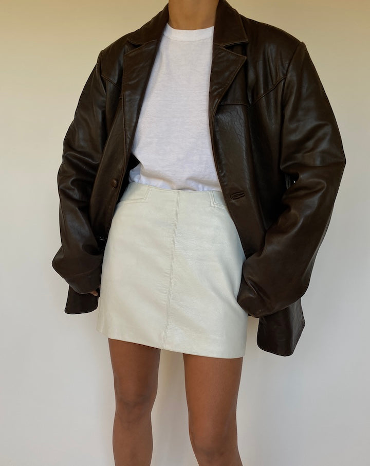 VINTAGE OVERSIZED DARK BROWN LEATHER JACKET 2680