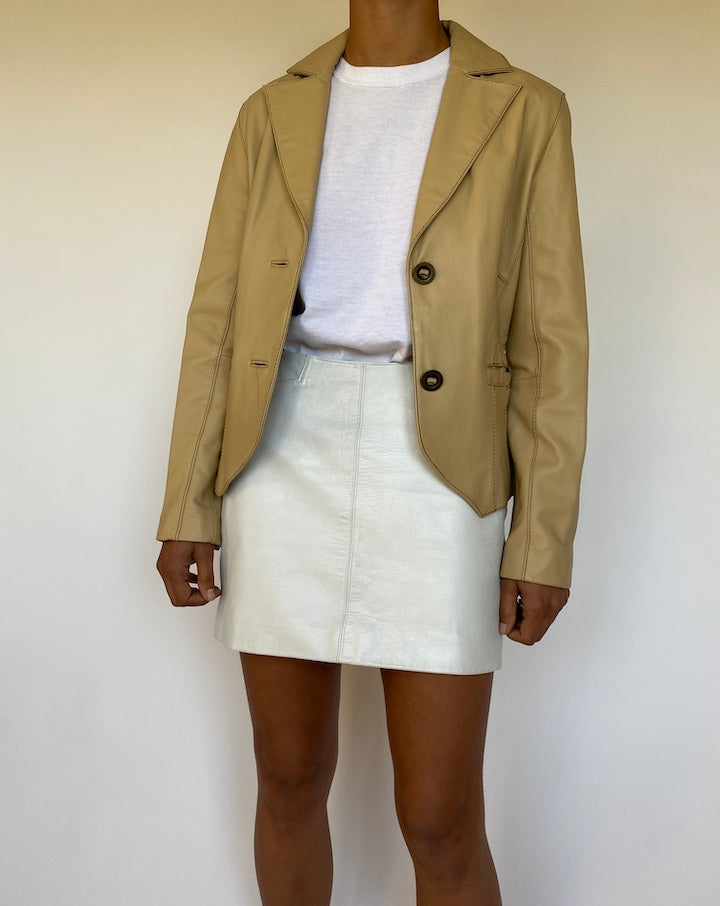 VINTAGE LIGHT BEIGE LEATHER JACKET 2681