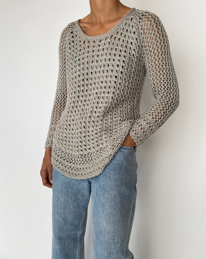 VINTAGE LIGHT GREY FISHNET SWEATER 2717