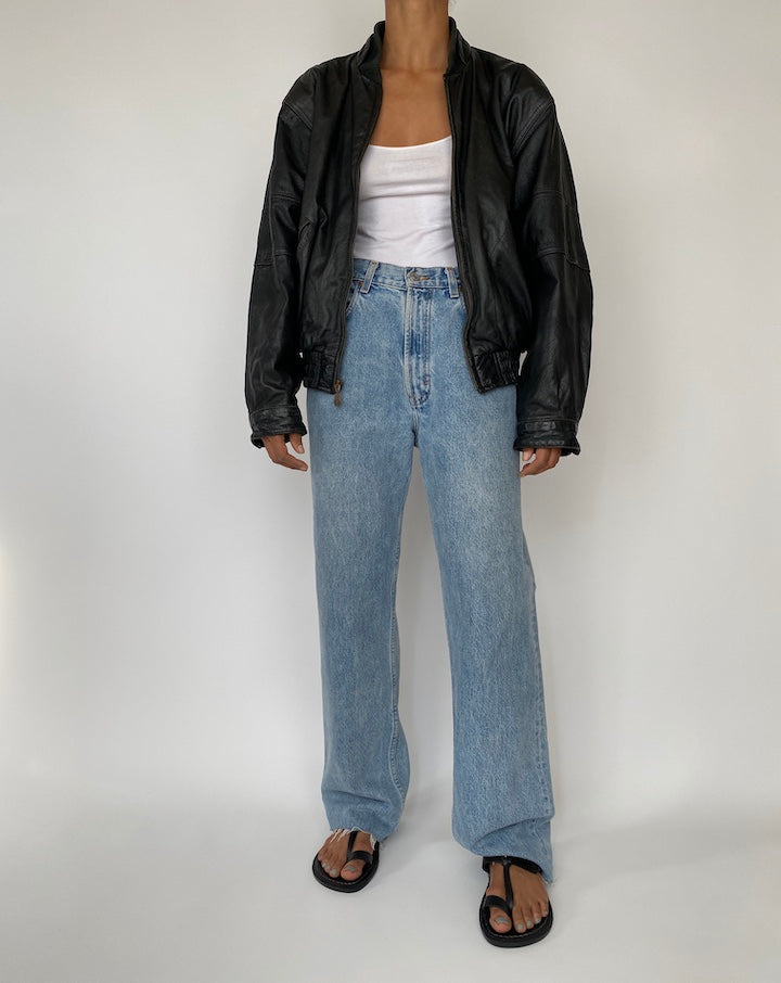 VINTAGE BLACK BOXY LEATHER JACKET 2723