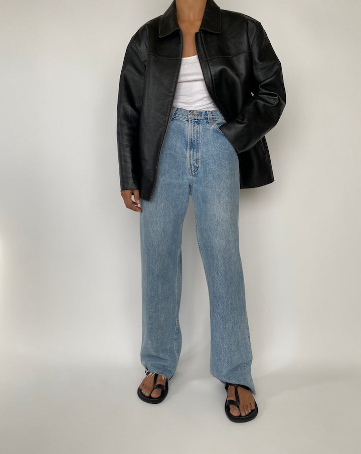 VINTAGE BLACK LEATHER JACKET 2724