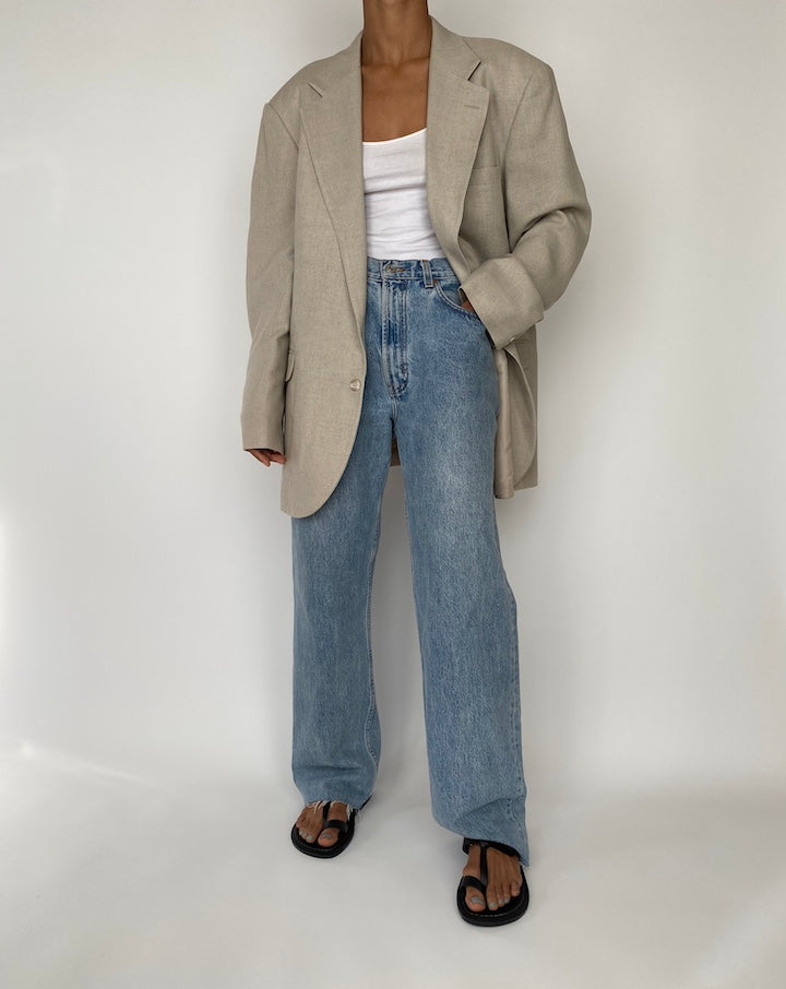 VINTAGE OVERSIZED LIGHT OAT BLAZER 2726