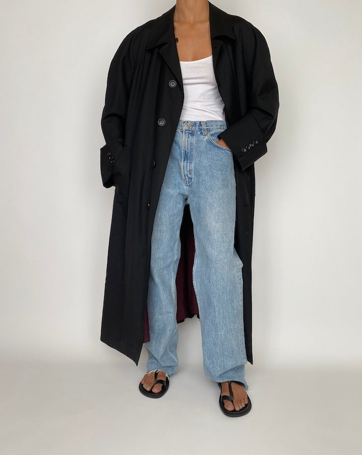 VINTAGE BLACK LONG OVERSIZED COAT 2737