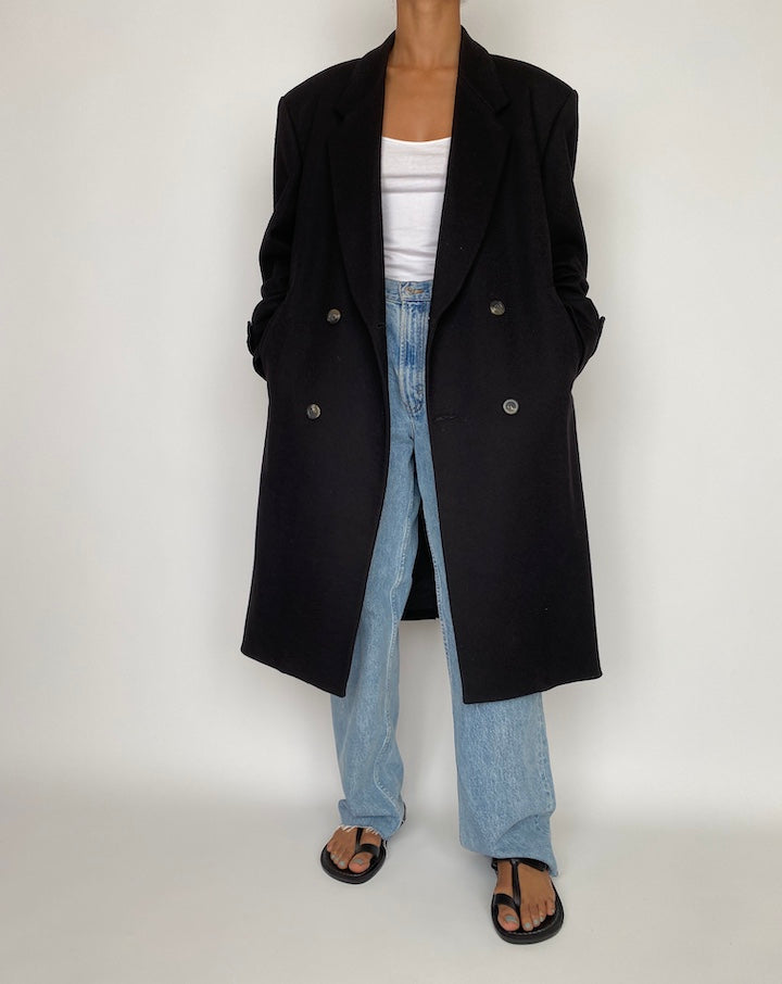 VINTAGE BLACK LONG COAT 2738