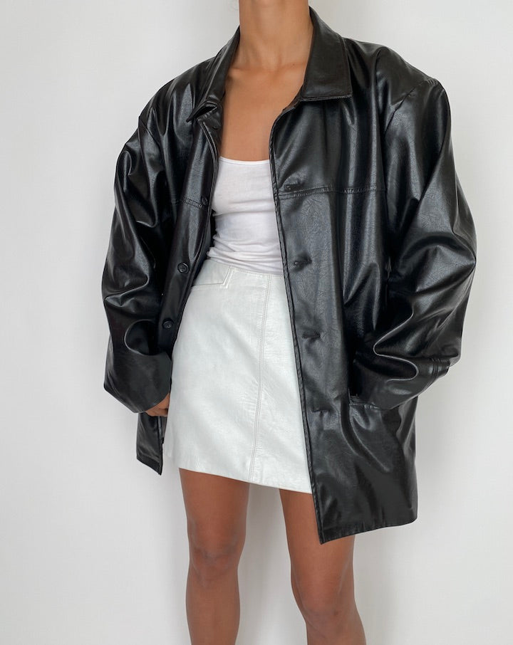 VINTAGE BLACK FAUX LEATHER JACKET 2755