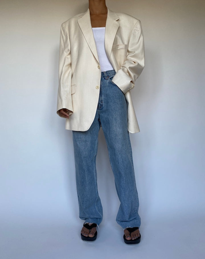 VINTAGE CREAM SILK BLAZER 2777